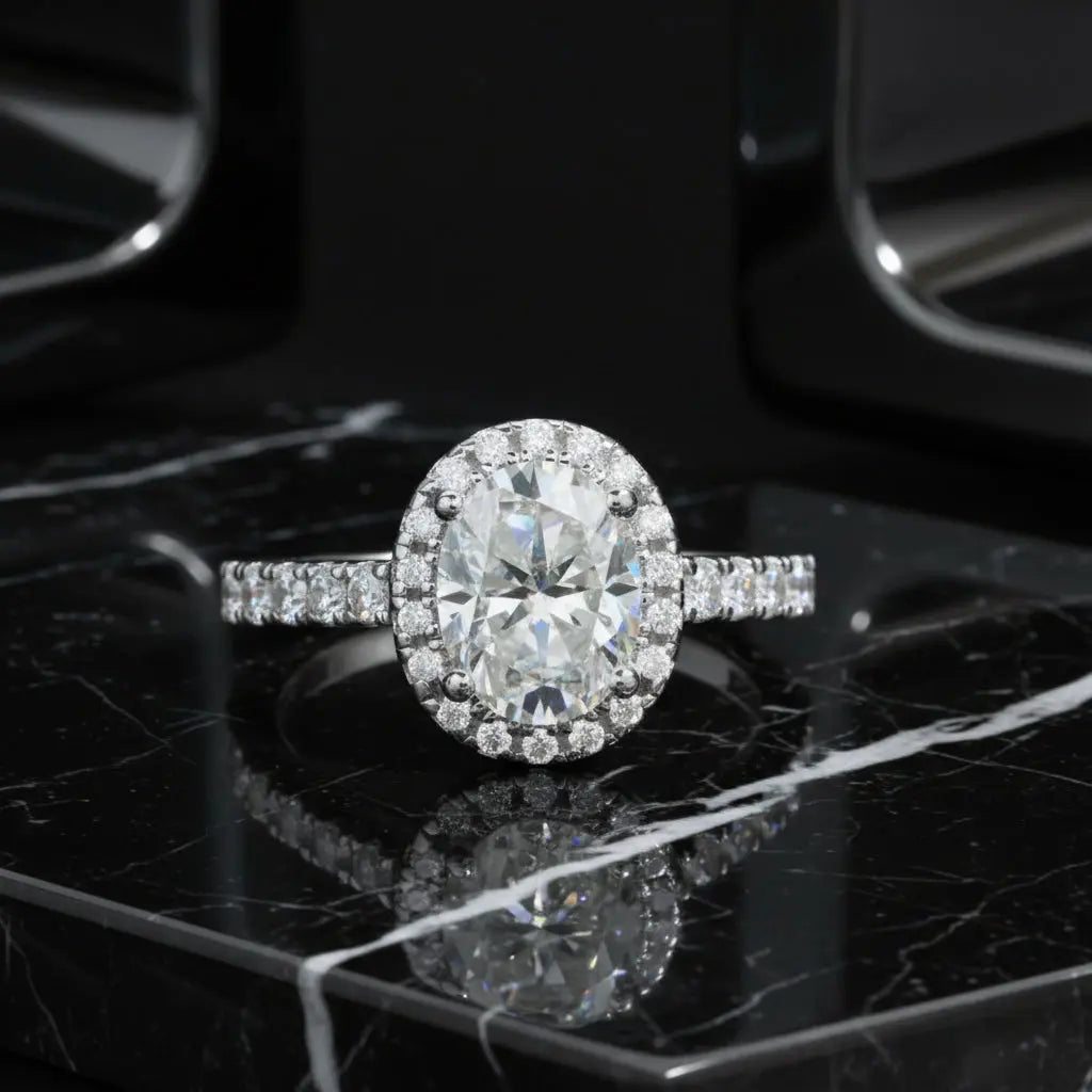 2 CT Oval Cut Moissanite Bridal Ring Set Sori Style