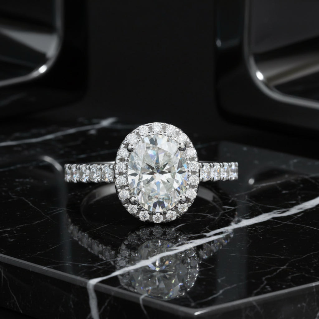 2 CT Oval Cut Moissanite Bridal Ring Set