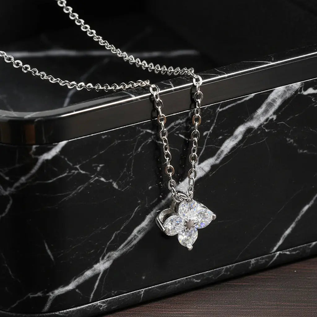 VVS1 D Flower Moissanite Pendant Necklace for Women SORI STYLE