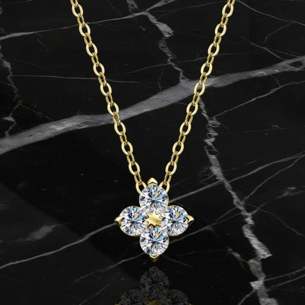 VVS1 D Flower Moissanite Pendant Necklace for Women SORI STYLE