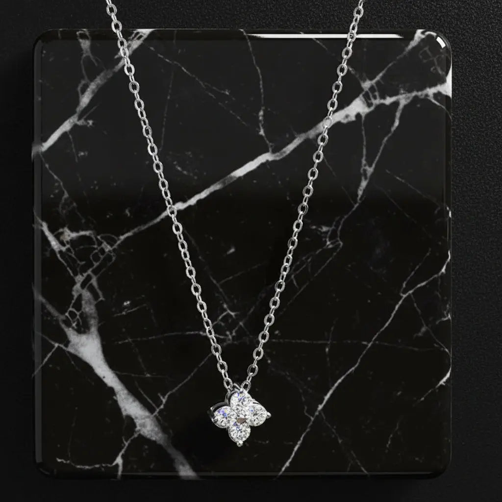 VVS1 D Flower Moissanite Pendant Necklace for Women SORI STYLE