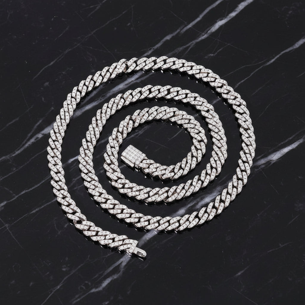 Moissanite Cuban Link Chain Diamond Iced Out Necklace Jewelry