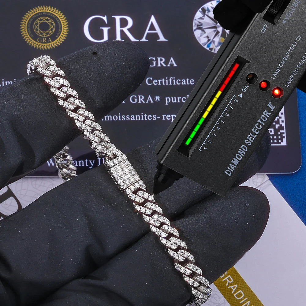 Moissanite Cuban Link Chain Diamond Iced Out Necklace Jewelry