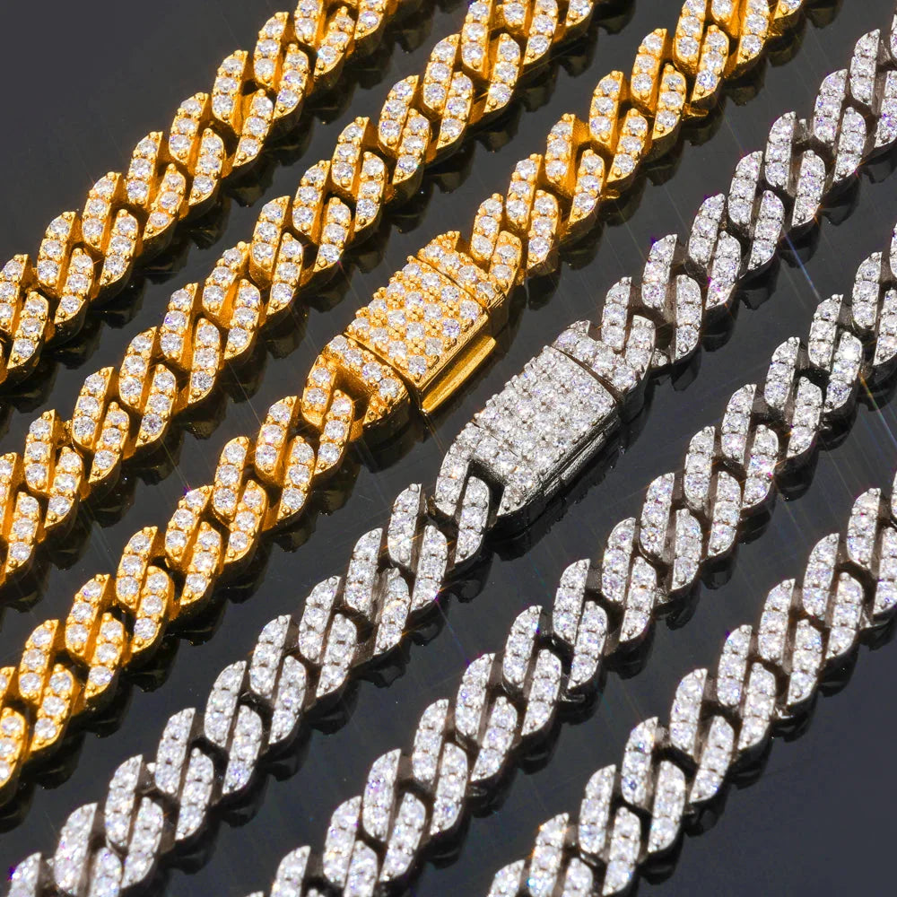 Moissanite Cuban Link Chain Diamond Iced Out Necklace Jewelry