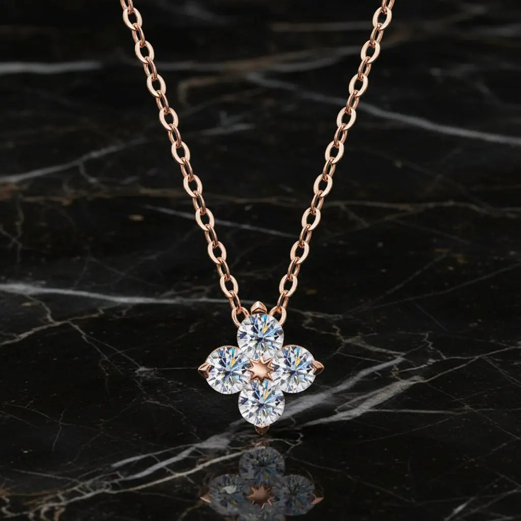 VVS1 D Flower Moissanite Pendant Necklace for Women SORI STYLE