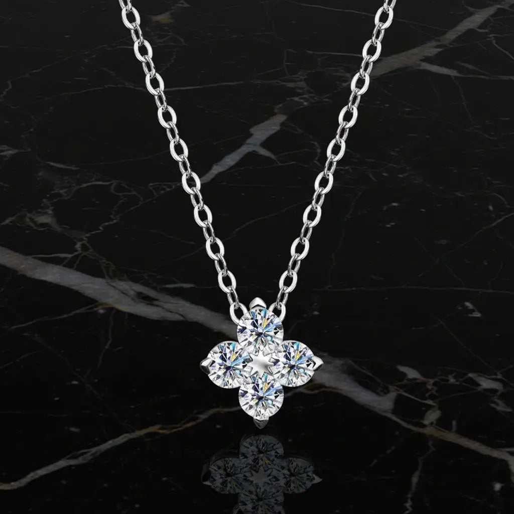VVS1 D Flower Moissanite Pendant Necklace for Women SORI STYLE