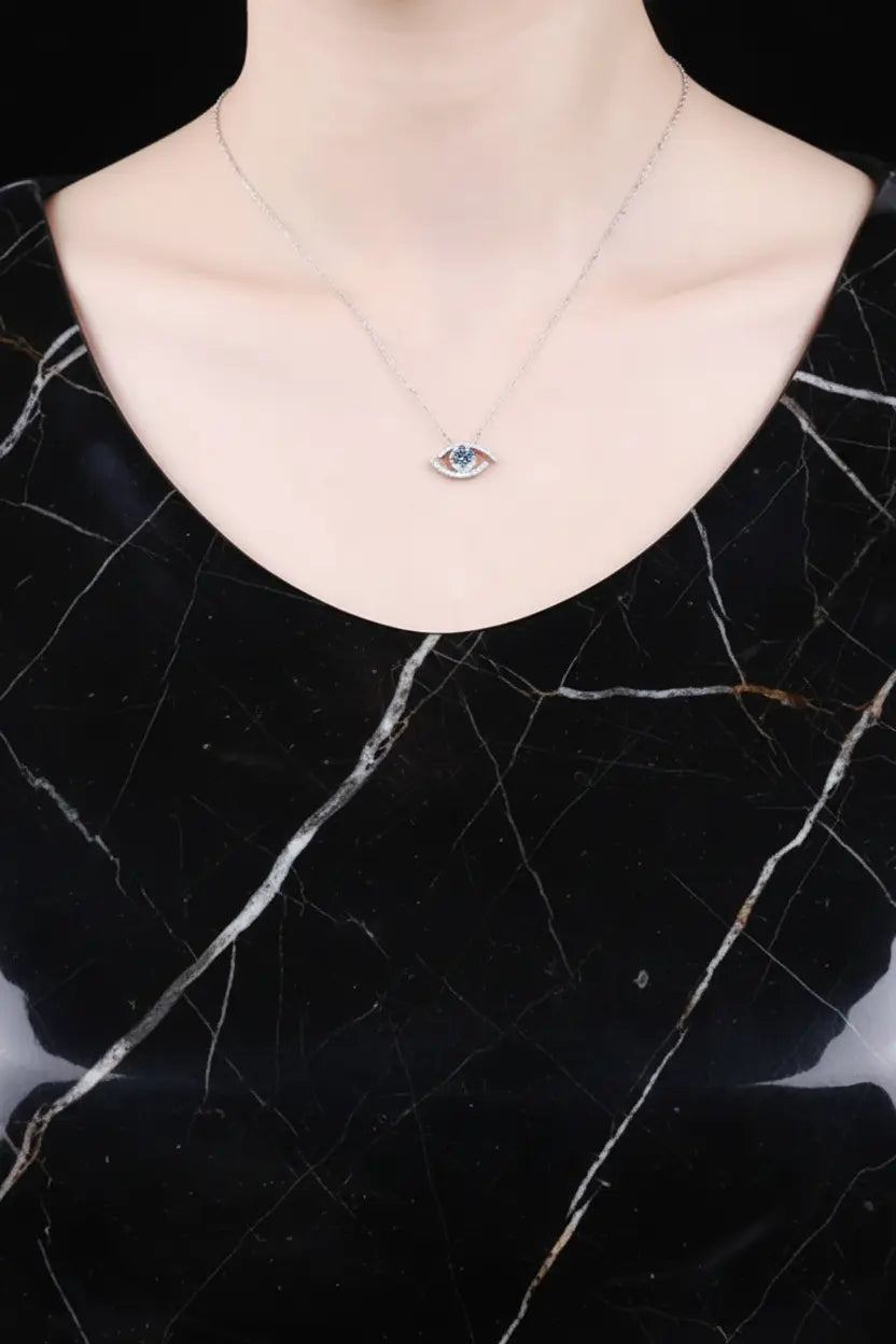 Moissanite Evil Eye Pendant Necklace -0.5 ct Order Israel