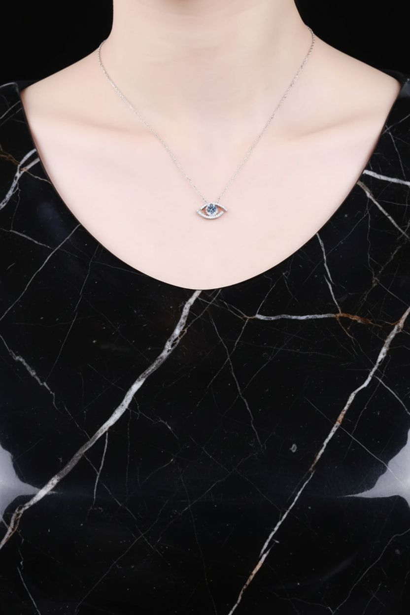 Moissanite Evil Eye Pendant Necklace -0.5 ct