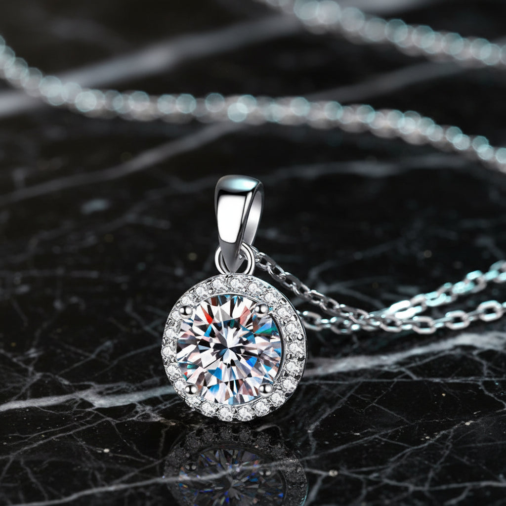 1CT Moissanite Diamond Pendant Necklace for Women