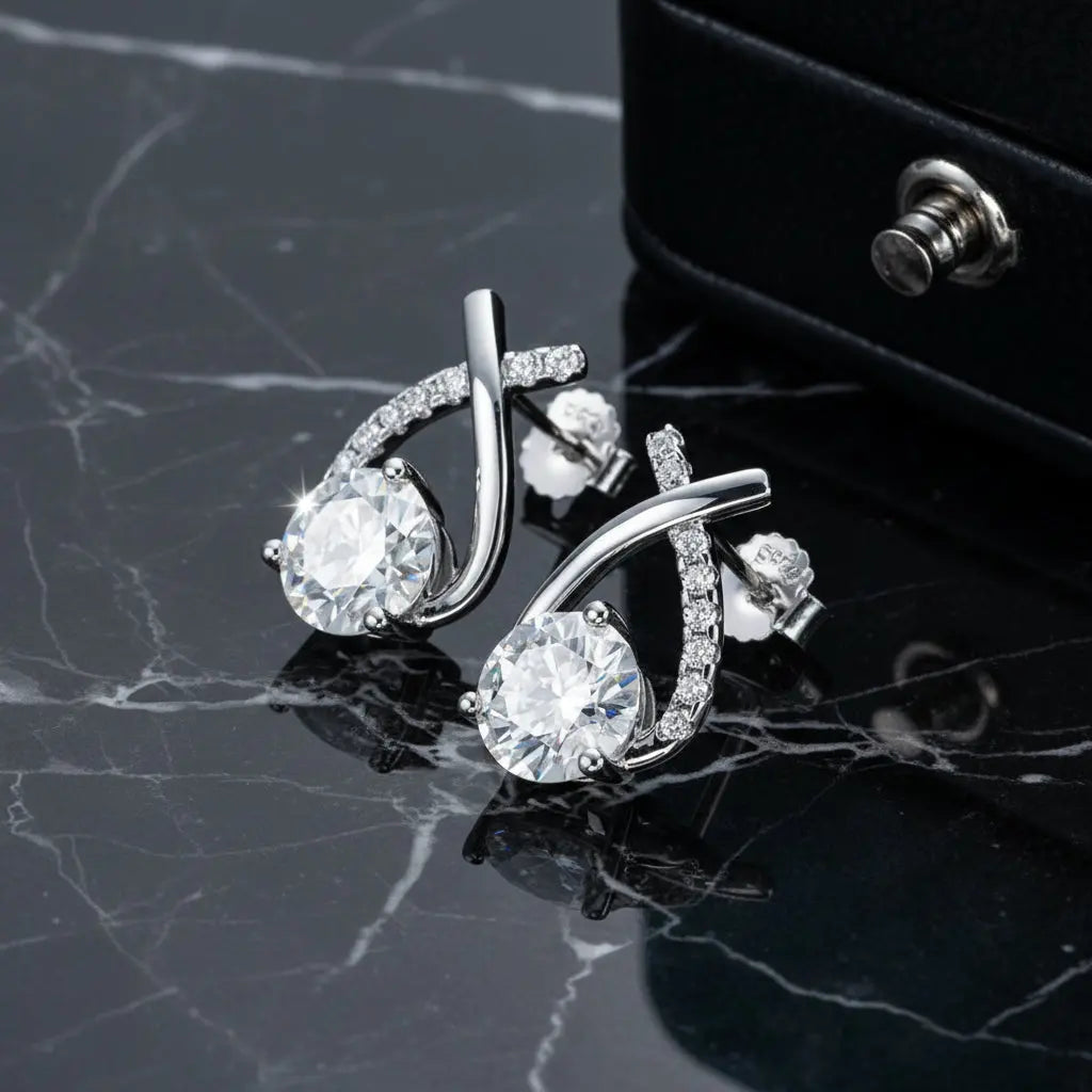 4 CTTW D Color Moissanite Stud Earrings Sori Style