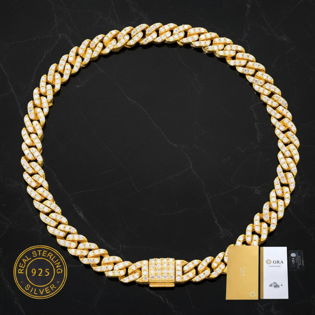 Moissanite Cuban Link Chain Diamond Iced Out Necklace Jewelry