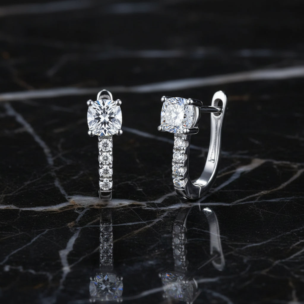 Sterling silver moissanite stud earrings Breasted Stud Earrings