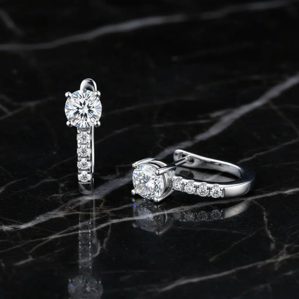 Sterling silver moissanite stud earrings Breasted Stud Earrings Hadi Craft - Dsers