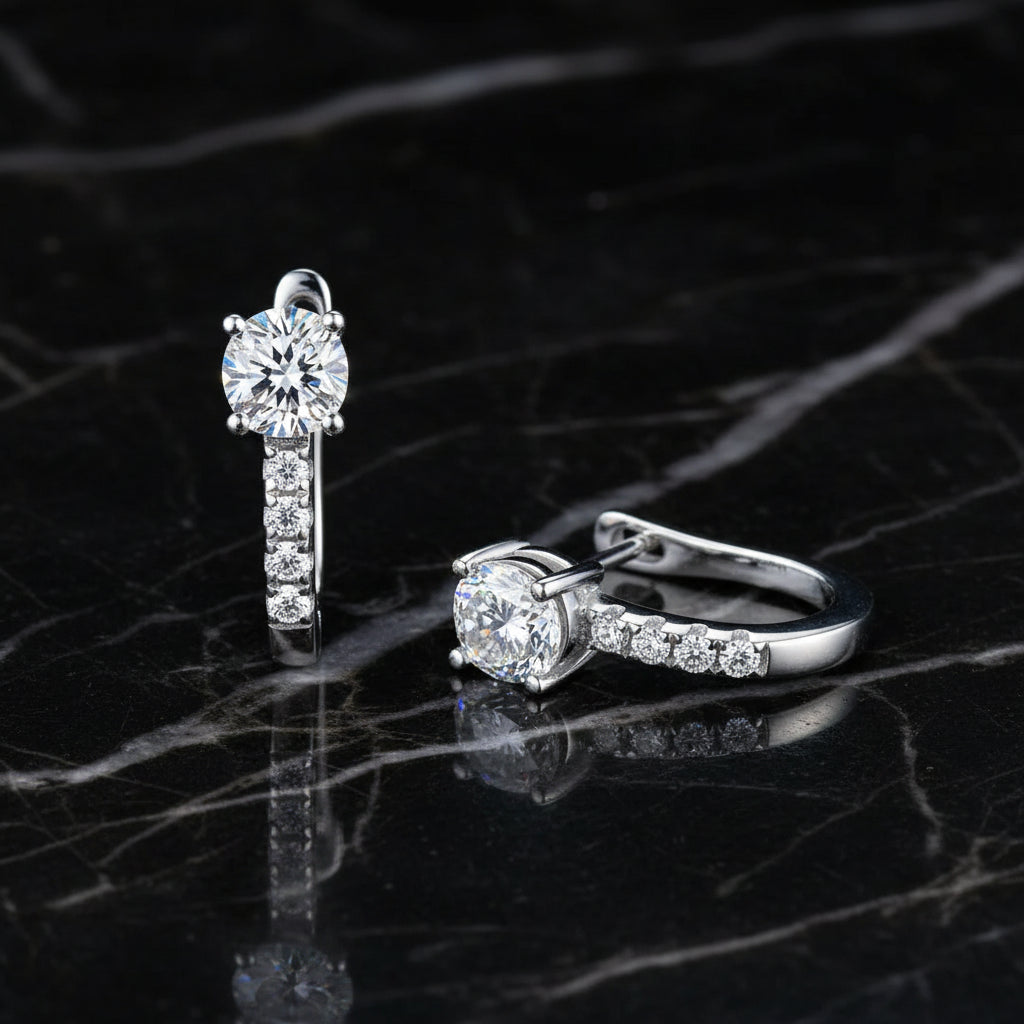 Sterling silver moissanite stud earrings Breasted Stud Earrings