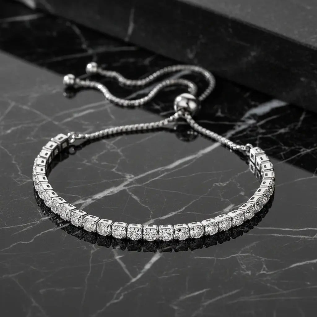 Sterling silver moissanite tennis bracelet Brilliant Cut 925 Sterling Hadi Craft - Dsers
