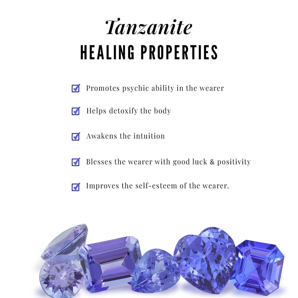 Baguette Cut Tanzanite and Diamond Half Eternity Stackable Ring