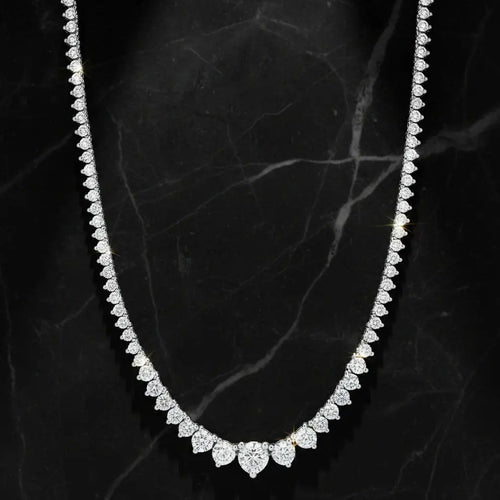 15 CTW Created Moissanite Graduated Tennis Necklace - G-H Color, SI Clarity VOSSAGIN