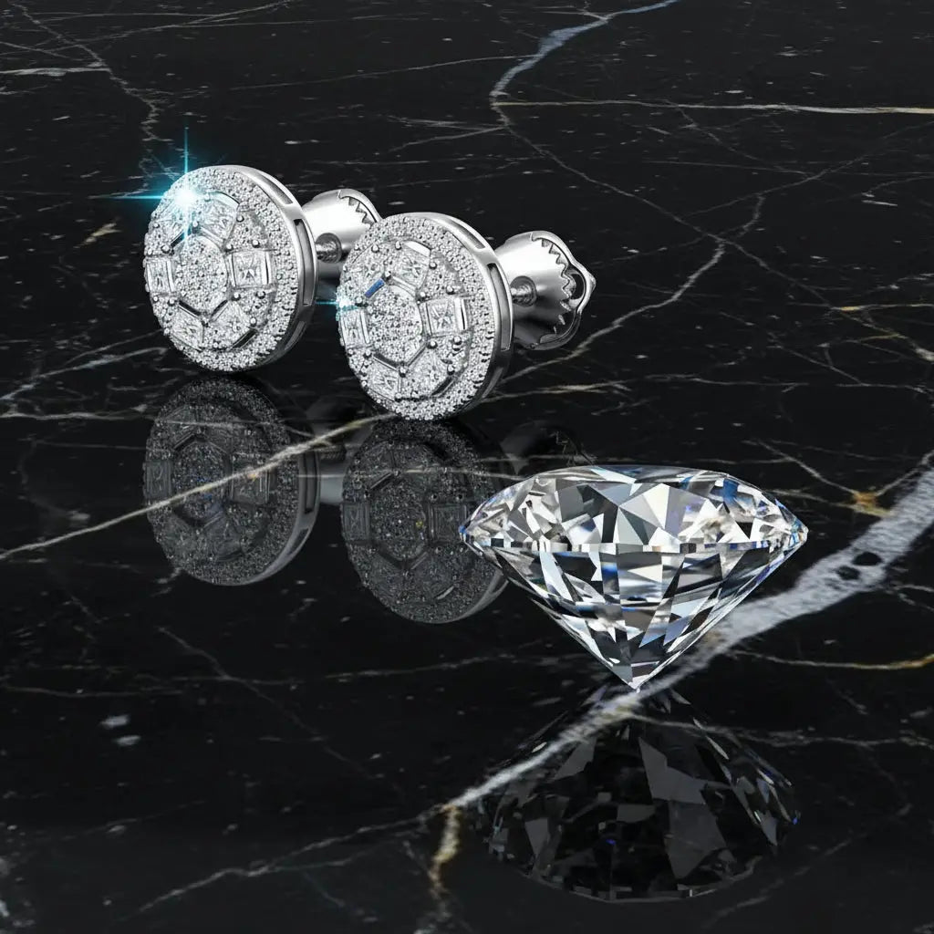 Women's sterling silver moissanite stud earrings 925 Sterling Silver Hadi Craft - Dsers