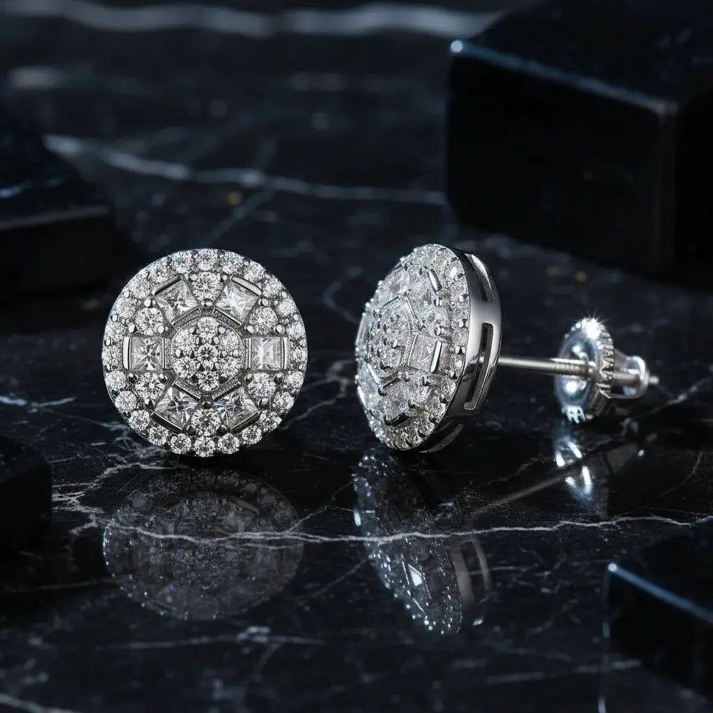 Women's sterling silver moissanite stud earrings 925 Sterling Silver Hadi Craft - Dsers