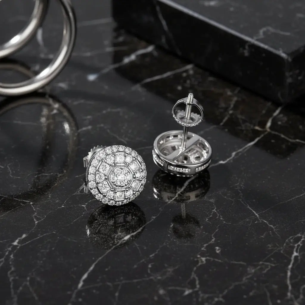 Women's sterling silver moissanite stud earrings 925 Sterling Silver Hadi Craft - Dsers