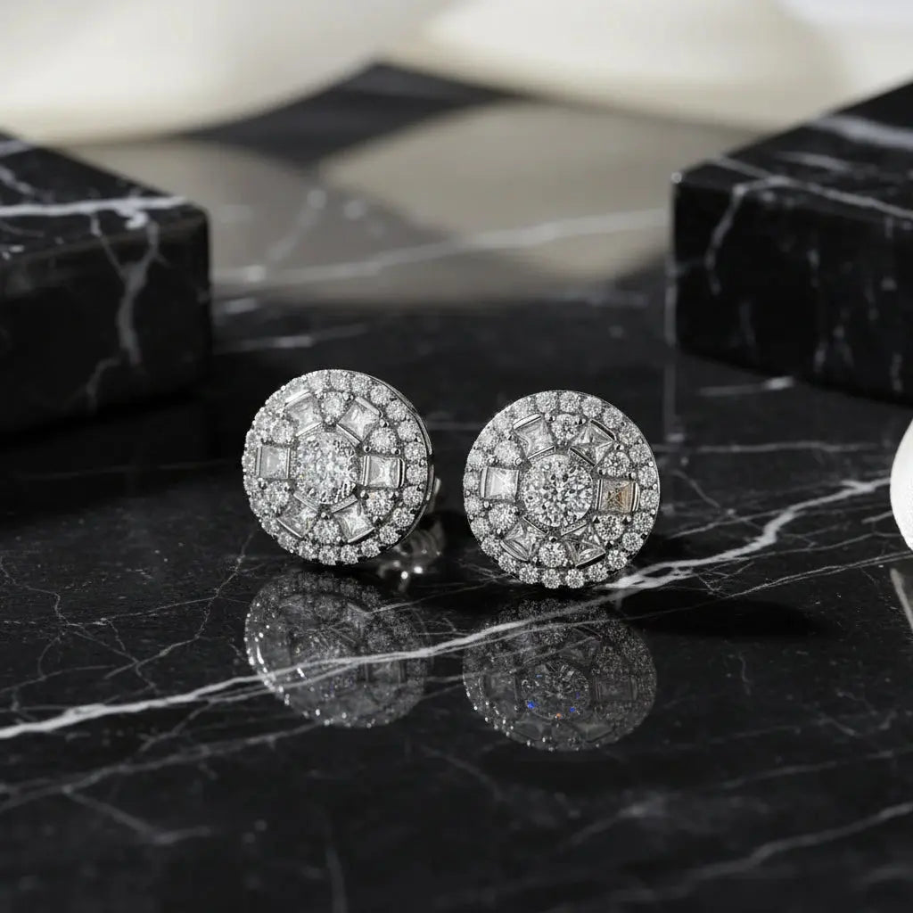 Women's sterling silver moissanite stud earrings 925 Sterling Silver Hadi Craft - Dsers