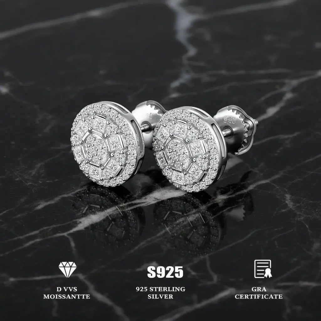 Women's sterling silver moissanite stud earrings 925 Sterling Silver Hadi Craft - Dsers