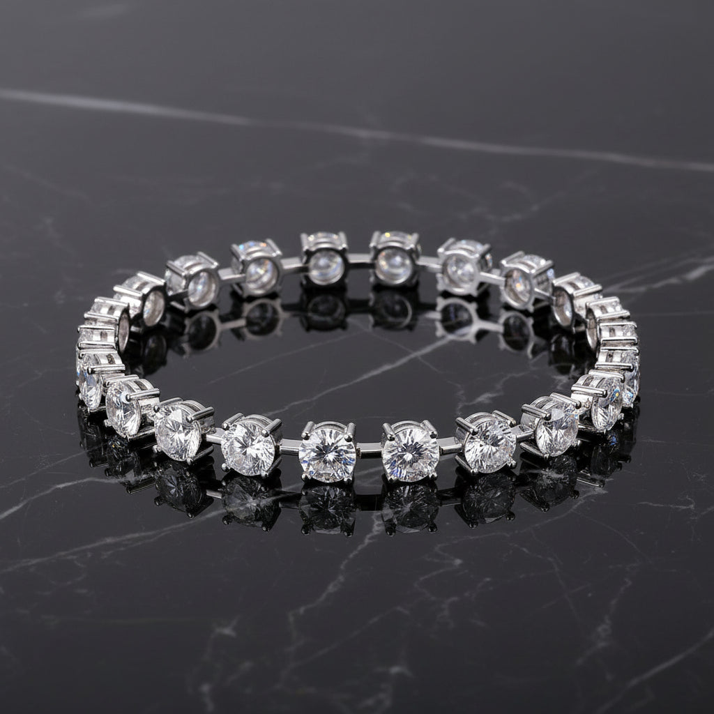 Time Appointment - Fashionable Bracelet and Bangle-shaped Jewelry set with Moissanite S925 sterling Silver and Platinum-plated Diamond
