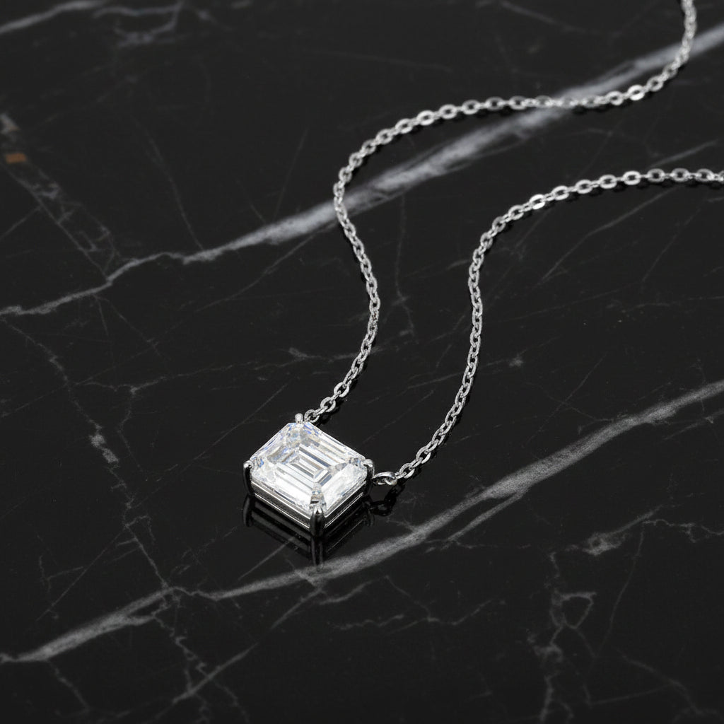 Mirage in the Mirror - A fashionable and trendy jewelry necklace pendant set with octagonal 9*11 Moissanite S925 sterling silver and platinum-plated diamond