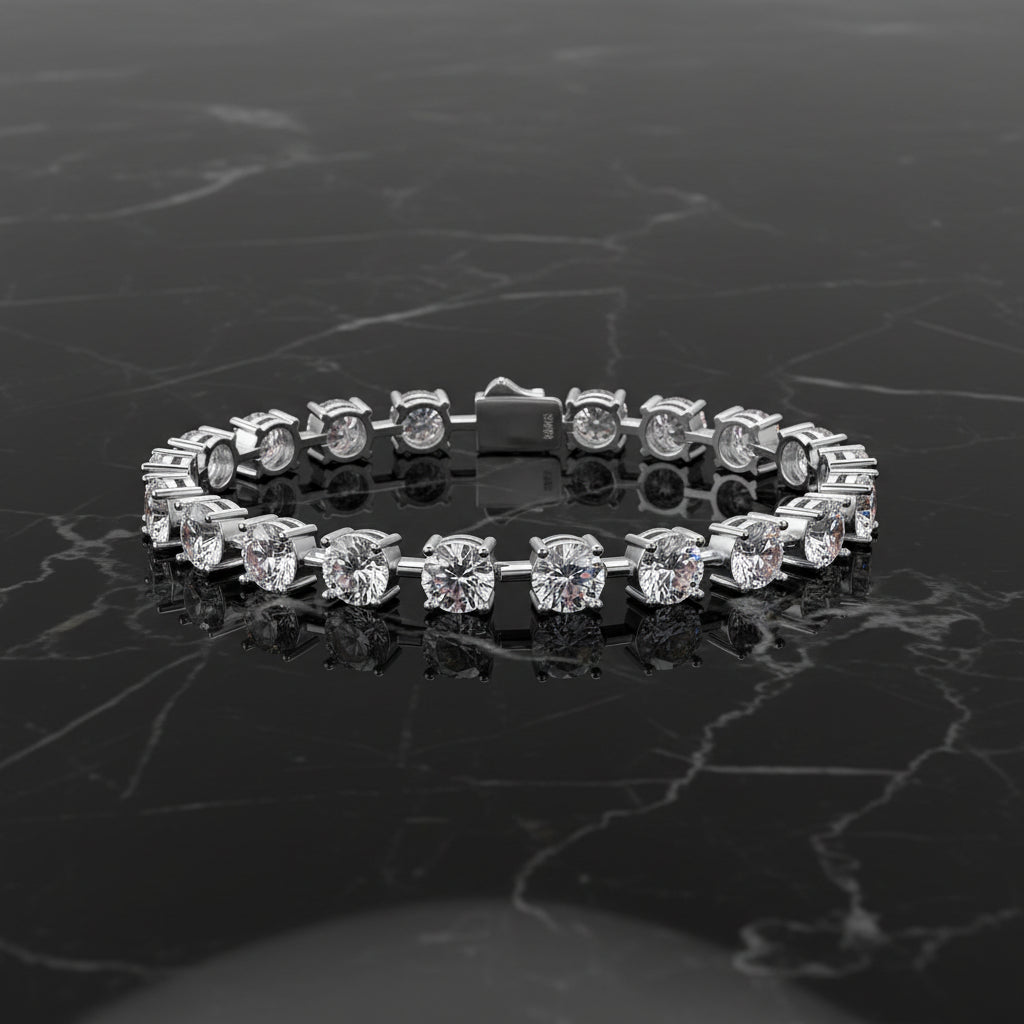 Time Appointment - Fashionable Bracelet and Bangle-shaped Jewelry set with Moissanite S925 sterling Silver and Platinum-plated Diamond