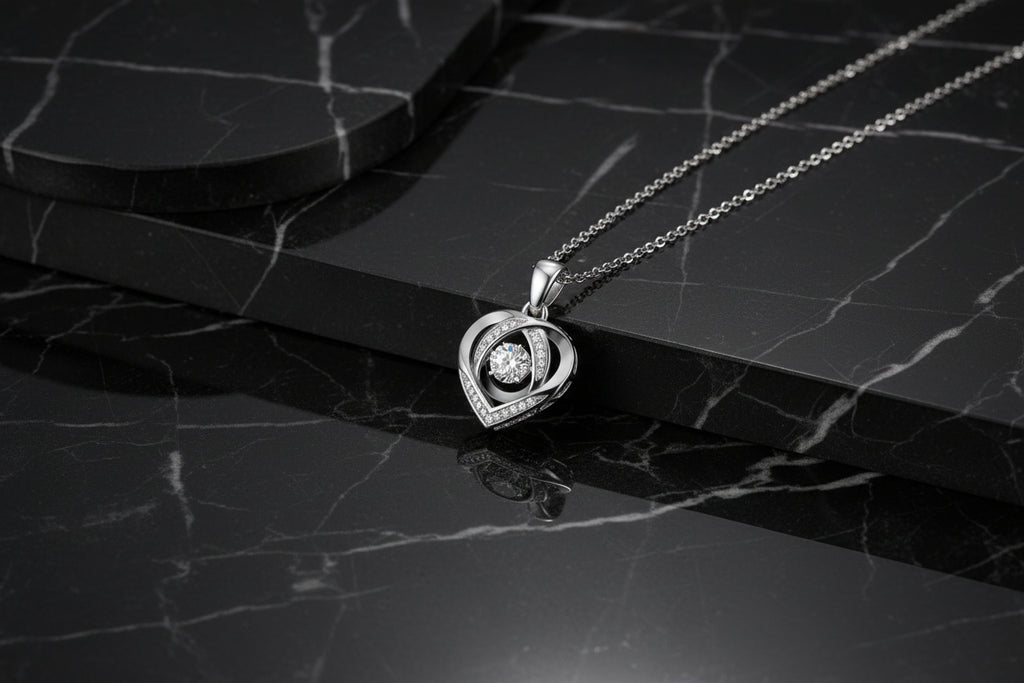 With you in my Heart - A fashionable and trendy jewelry necklace pendant set with 0.5-carat Moissanite S925 sterling silver