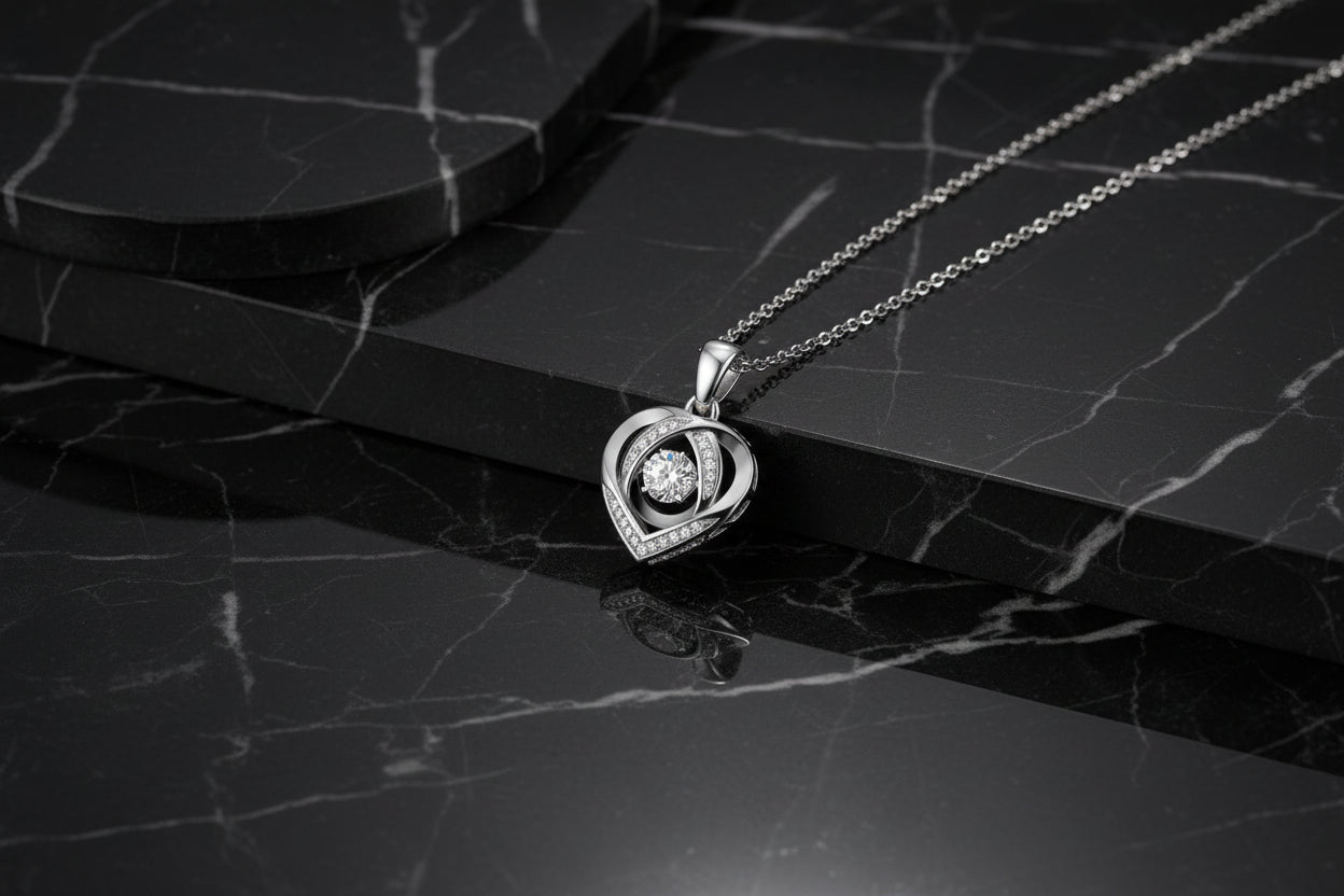With you in my Heart - A fashionable and trendy jewelry necklace pendant set with 0.5-carat Moissanite S925 sterling silver