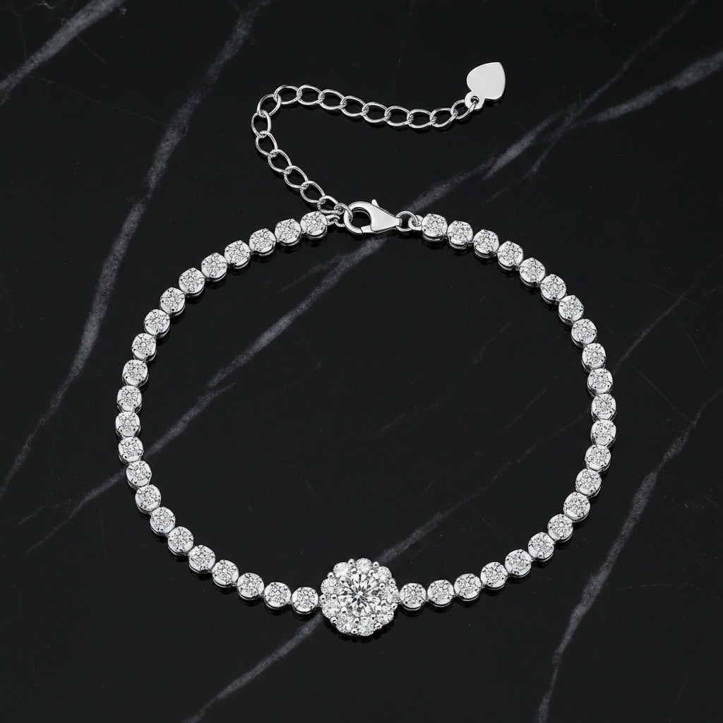 Magpie Bridge - Moissanite set 0.5 carats S925 sterling silver with platinum plated bracelet Fashion trend jewelry
