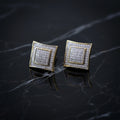 Men's Solid 14k Gold Large Square Lab Diamond Screw Back Earrings