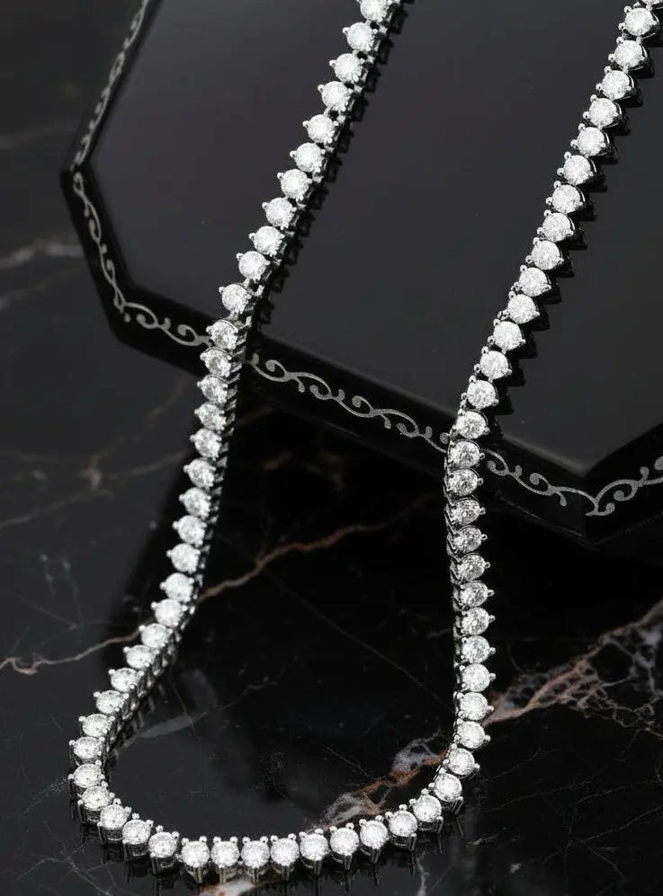 Classic 3-Prong Moissanite Tennis Necklace - Gold Plated Sterling Silver Ellison+Young