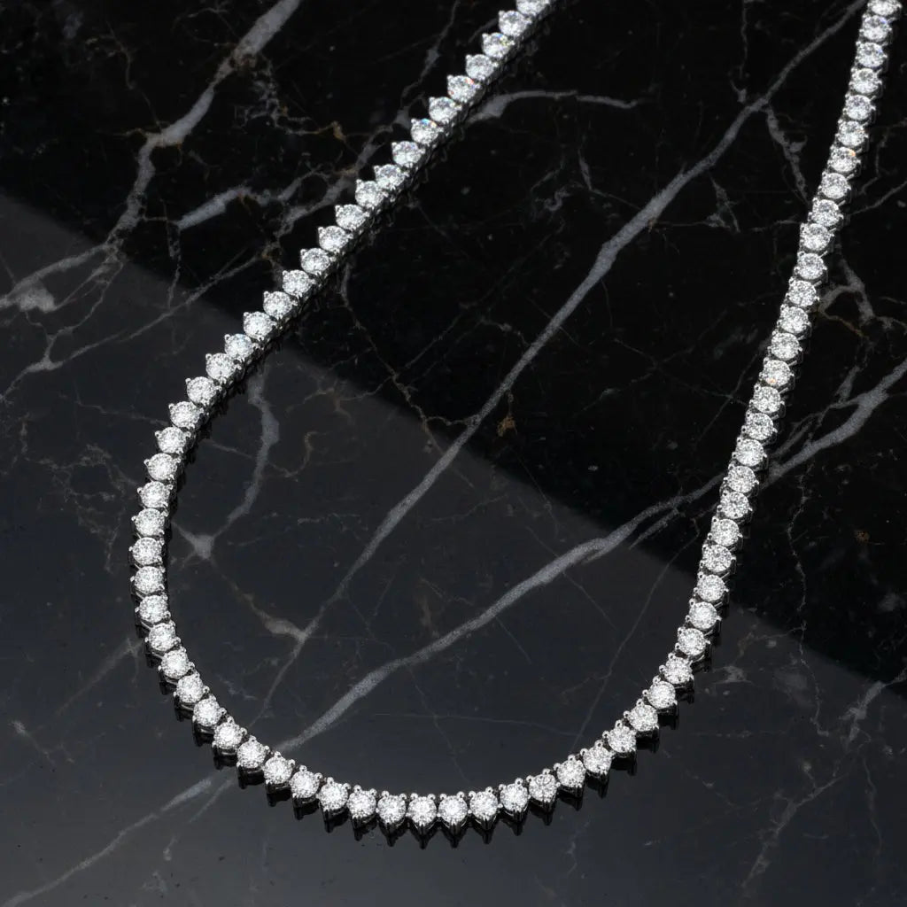 Classic 3-Prong Moissanite Tennis Necklace - Gold Plated Sterling Silver Ellison+Young