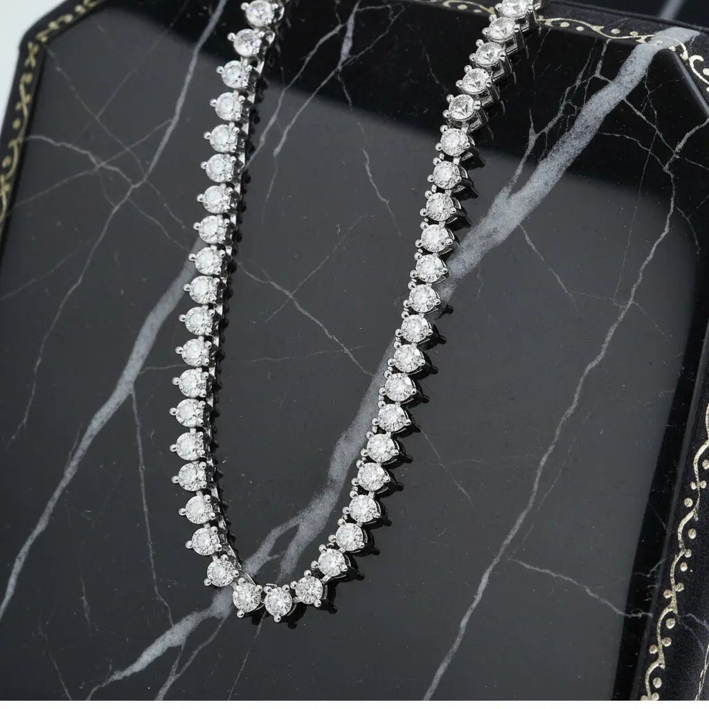 Classic 3-Prong Moissanite Tennis Necklace - Gold Plated Sterling Silver Ellison+Young