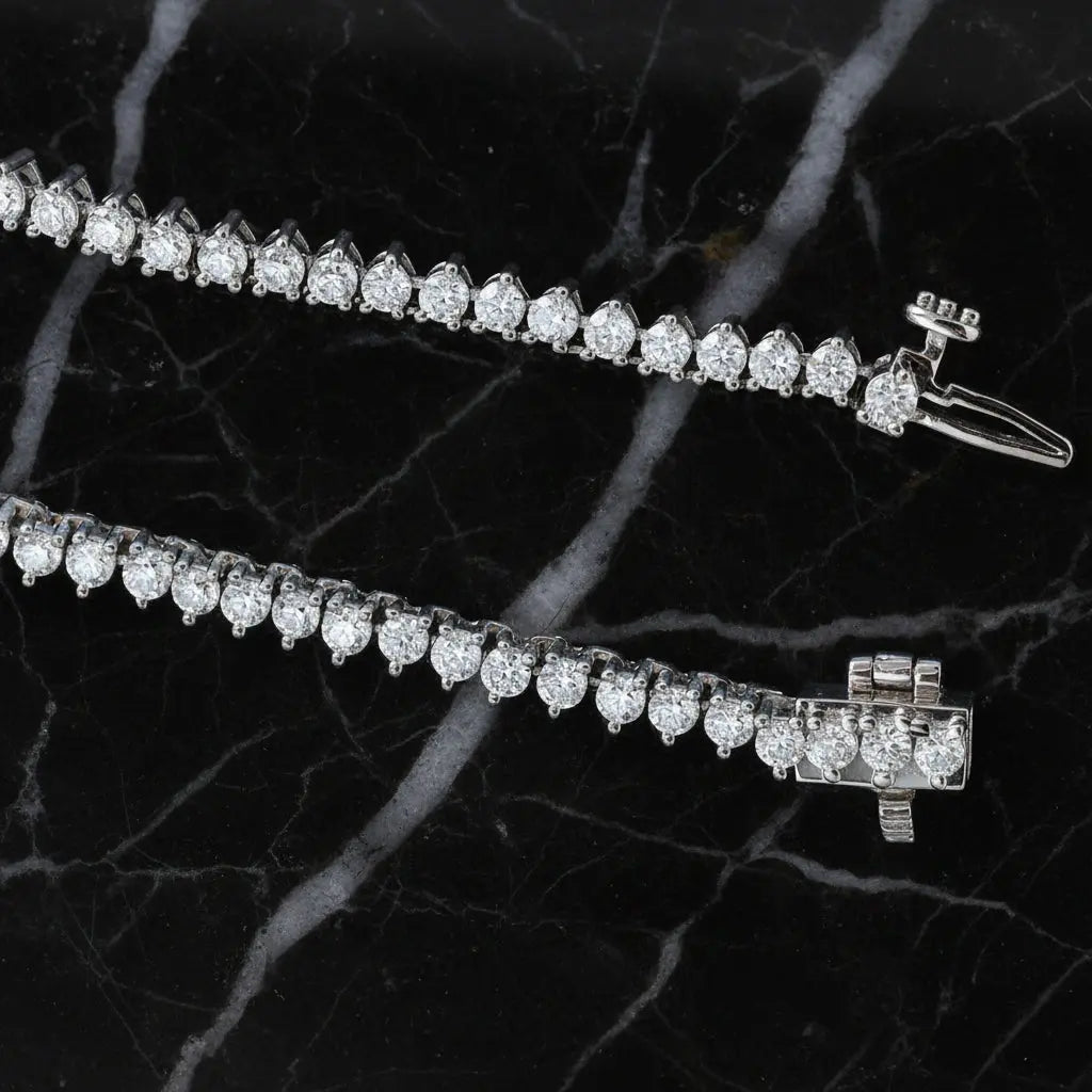 Classic 3-Prong Moissanite Tennis Necklace - Gold Plated Sterling Silver Ellison+Young