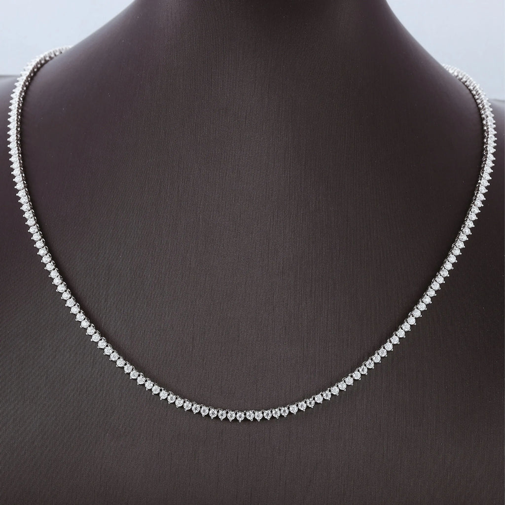 Classic 3-Prong Moissanite Tennis Necklace - Gold Plated Sterling Silver Ellison+Young